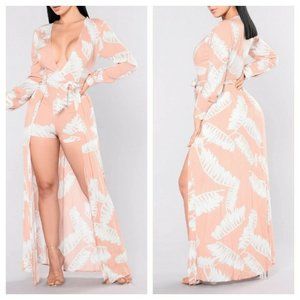 Fashion Nova Womens Romper Desert Child Printed Romper Blush Size L NWT